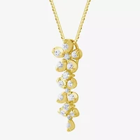 Diamond Blossom (G / Si2) Womens 1/2 CT. T.W. Lab Grown White Diamond 10K Gold Flower 18 Inch Pendant Necklace