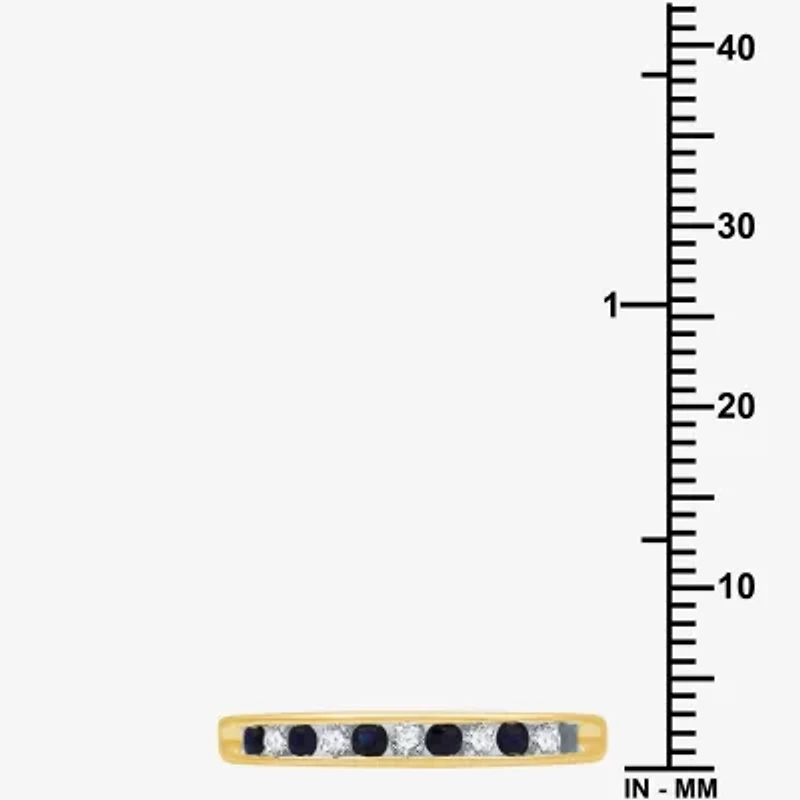 Modern Bride Gemstone 1/8 CT. T.W. Lab Created Blue Sapphire Gold Over Silver Wedding Band