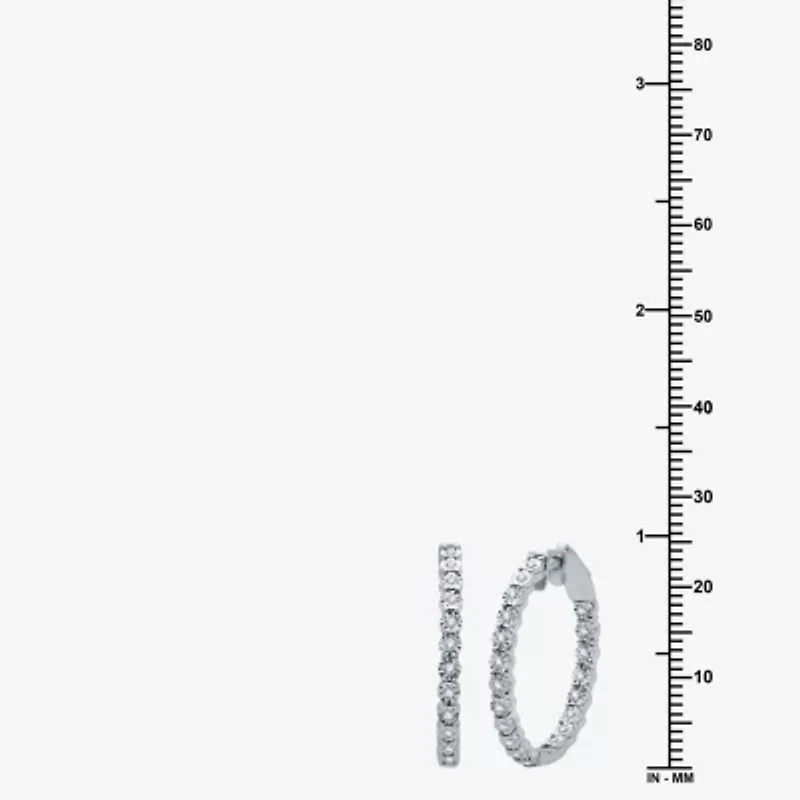 (H-I / I1) Womens 1/4 CT. T.W. Lab Grown Diamond Sterling Silver 24.9mm Hoop Earrings