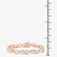 Womens 1/10 CT. T.W. Natural White Diamond 14K Rose Gold Over Silver Infinity 7.5 Inch Tennis Bracelet