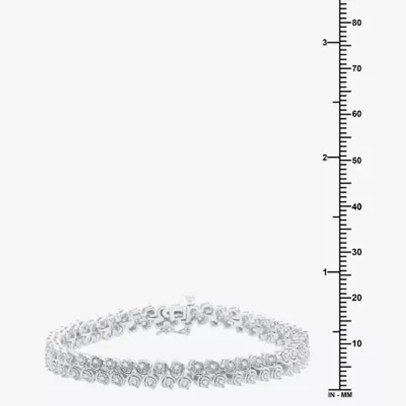 (H-I / I1) Womens 1 CT. T.W. Lab Grown White Diamond Sterling Silver 7.5 Inch Tennis Bracelet