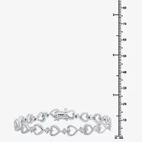 Womens 1/10 CT. T.W. Natural White Diamond Sterling Silver Heart 7 Inch Tennis Bracelet
