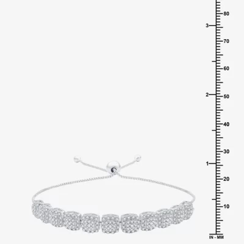 Womens 1 1/2 CT. T.W. Lab Grown White Diamond Sterling Silver Bolo Bracelet