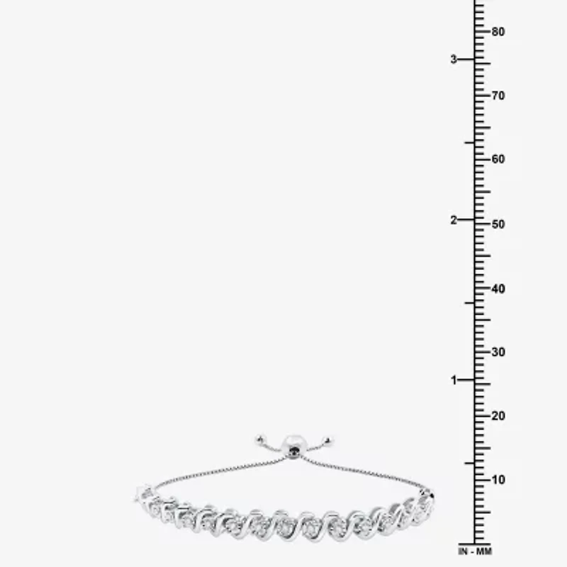 Womens 1/4 CT. T.W. Lab Grown White Diamond Sterling Silver Bolo Bracelet