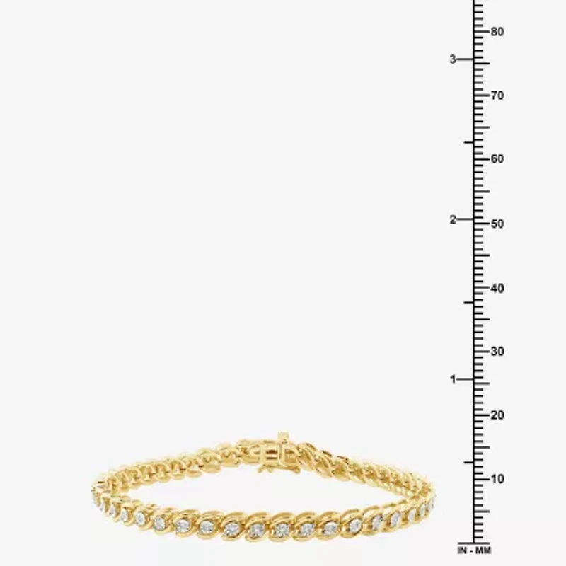 Womens 1/4 CT. T.W. Lab Grown White Diamond 14K Gold Over Silver Sterling 7.5 Inch Tennis Bracelet