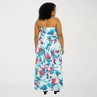 24seven Comfort Apparel Womens Plus Straight Neck Sleeveless Maxi Dress