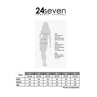 24seven Comfort Apparel Womens Plus Midi V Neck Short Sleeve Abstract A-Line Dress