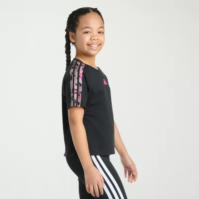 adidas Big Kid Girls Crew Neck Short Sleeve Regular Fit Graphic T-Shirt