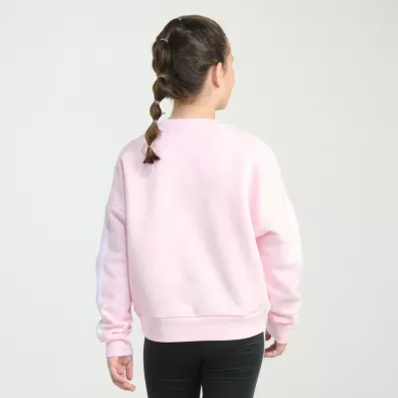 adidas Big Kid Girls Crew Neck Fleece Embroidered Long Sleeve Sweatshirt