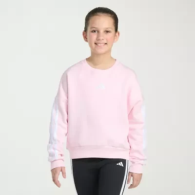 adidas Big Kid Girls Crew Neck Fleece Embroidered Long Sleeve Sweatshirt