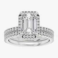 Signature By Modern Bride (F / Vs2) Womens 6 CT. T.W. Lab Grown White Diamond 10K Gold Side Stone Halo Bridal Set
