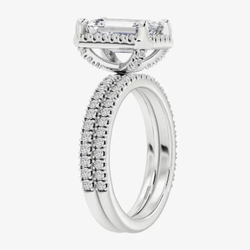 Signature By Modern Bride (F / Vs2) Womens 6 CT. T.W. Lab Grown White Diamond 10K Gold Side Stone Halo Bridal Set