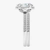 Signature By Modern Bride (F / Vs2) Womens 6 CT. T.W. Lab Grown White Diamond 10K Gold Oval Side Stone Halo Bridal Set