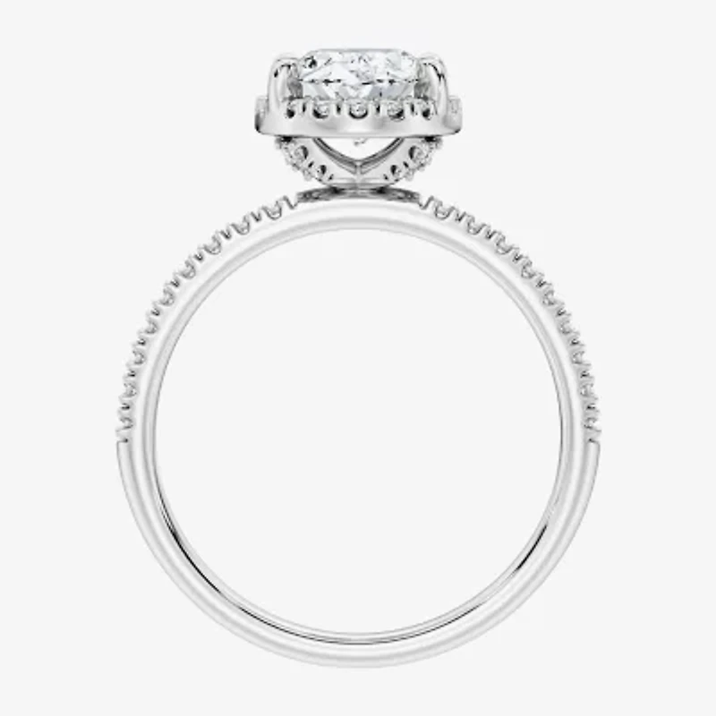 Signature By Modern Bride (F / Vs2) Womens 3 3/4 CT. T.W. Lab Grown White Diamond 10K Gold Oval Side Stone Halo Bridal Set