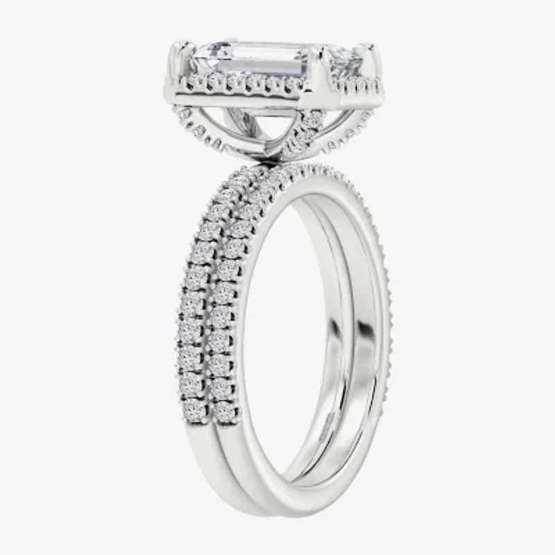 Signature By Modern Bride (F / Vs2) Womens / CT. T.W. Lab Grown White Diamond 10K Gold Side Stone Halo Bridal Set