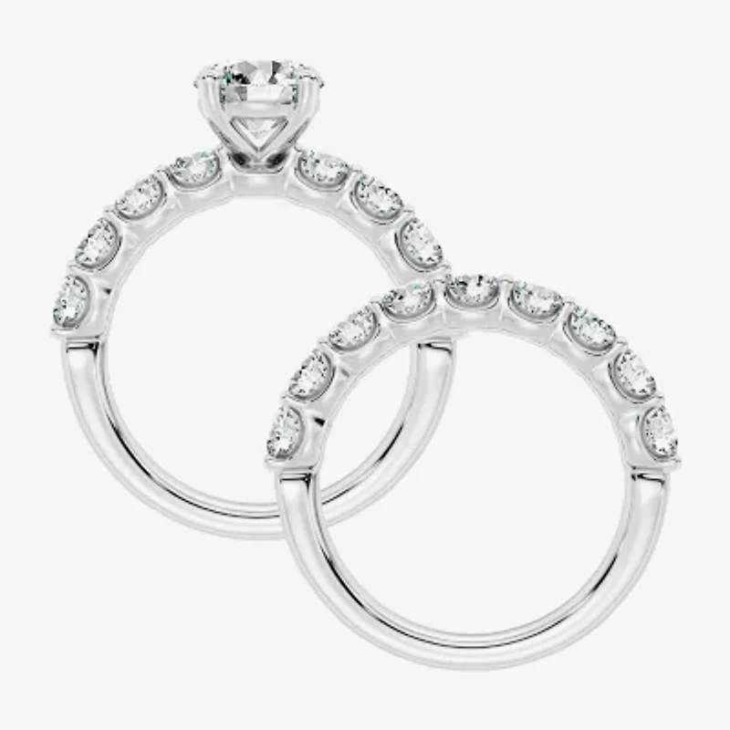 Signature By Modern Bride (F / Vs2) Womens 5 / CT. T.W. Lab Grown White Diamond 10K Gold Round Side Stone Bridal Set