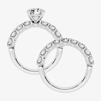 Signature By Modern Bride (F / Vs2) Womens 5 / CT. T.W. Lab Grown White Diamond 10K Gold Round Side Stone Bridal Set