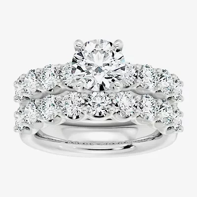 Signature By Modern Bride (F / Vs2) Womens 5 / CT. T.W. Lab Grown White Diamond 10K Gold Round Side Stone Bridal Set