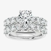 Signature By Modern Bride (F / Vs2) Womens 5 / CT. T.W. Lab Grown White Diamond 10K Gold Round Side Stone Bridal Set