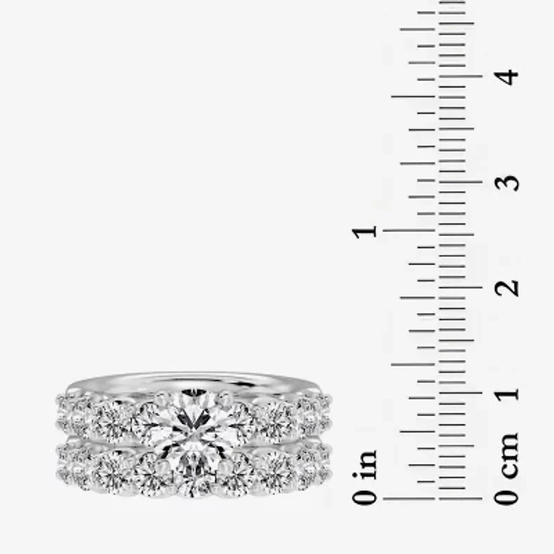 Signature By Modern Bride (F / Vs2) Womens 5 / CT. T.W. Lab Grown White Diamond 10K Gold Round Side Stone Bridal Set