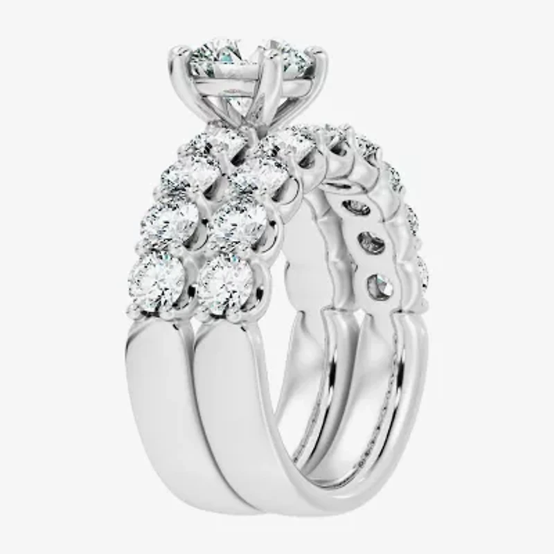 Signature By Modern Bride (F / Vs2) Womens 5 / CT. T.W. Lab Grown White Diamond 10K Gold Round Side Stone Bridal Set