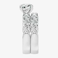 Signature By Modern Bride (F / Vs2) Womens 5 / CT. T.W. Lab Grown White Diamond 10K Gold Round Side Stone Bridal Set