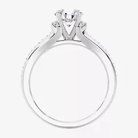 F / Vs2) Womens / CT. T.W. Lab Grown White Diamond 10K Gold Round Side Stone Engagement Ring