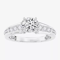 F / Vs2) Womens / CT. T.W. Lab Grown White Diamond 10K Gold Round Side Stone Engagement Ring