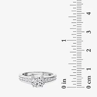 F / Vs2) Womens / CT. T.W. Lab Grown White Diamond 10K Gold Round Side Stone Engagement Ring