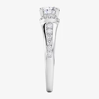 F / Vs2) Womens / CT. T.W. Lab Grown White Diamond 10K Gold Round Side Stone Engagement Ring
