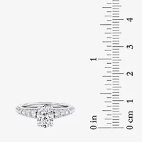 (F / Vs2) Womens 4 CT. T.W. Lab Grown White Diamond 10K Gold Oval Side Stone Engagement Ring