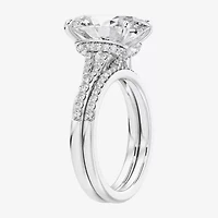 (F,Vs2) Womens 5 1/2 CT. T.W. Lab Grown White Diamond 14K Gold Oval Side Stone Bridal Set