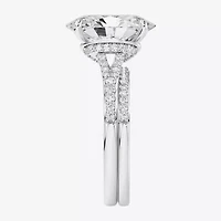 (F,Vs2) Womens 5 1/2 CT. T.W. Lab Grown White Diamond 14K Gold Oval Side Stone Bridal Set