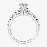 (F / Vs2) Womens 6 1/2 Ct. T.W. Lab Grown White Diamond 10K Gold Oval Side Stone Engagement Ring
