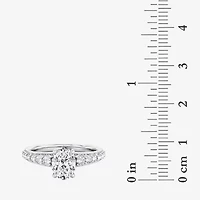 (F / Vs2) Womens 6 1/2 Ct. T.W. Lab Grown White Diamond 10K Gold Oval Side Stone Engagement Ring