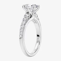 (F / Vs2) Womens 6 1/2 Ct. T.W. Lab Grown White Diamond 10K Gold Oval Side Stone Engagement Ring