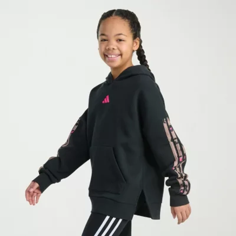 adidas Big Kid Girls Long Sleeve Embroidered Fleece Active Hoodie