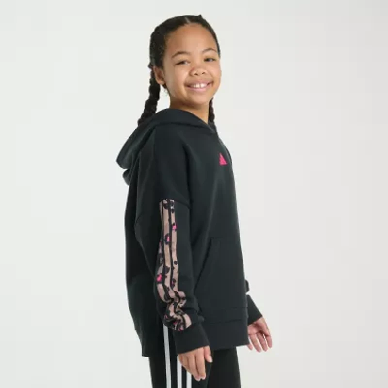 adidas Big Kid Girls Long Sleeve Embroidered Fleece Active Hoodie