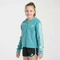 adidas Big Kid Girls Long Sleeve Embroidered Fleece Zipper Active Hoodie