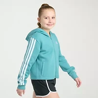 adidas Big Kid Girls Long Sleeve Embroidered Fleece Zipper Active Hoodie