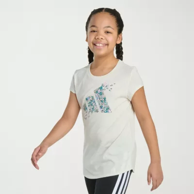 adidas Big Kid Girls Crew Neck Short Sleeve Regular Fit Graphic T-Shirt