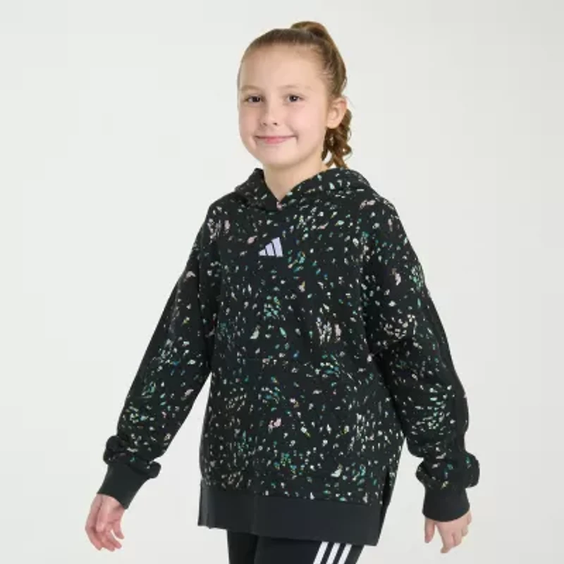 adidas Big Kid Girls Long Sleeve Embroidered Fleece Active Hoodie