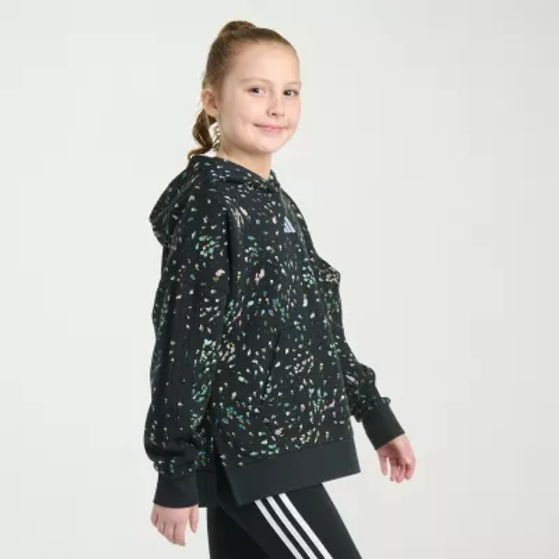 adidas Big Kid Girls Long Sleeve Embroidered Fleece Active Hoodie