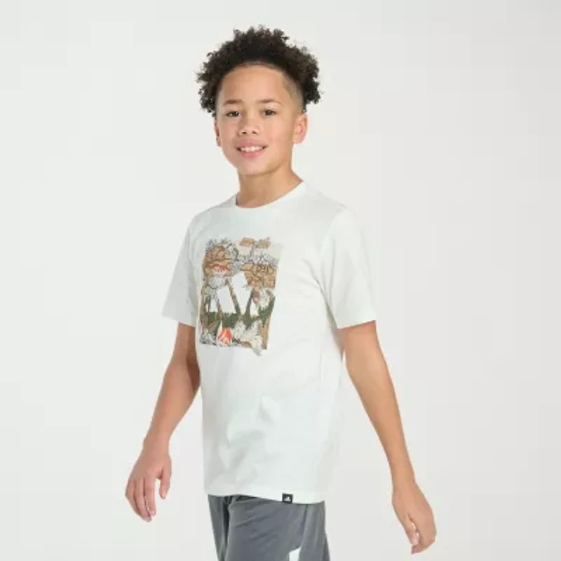 adidas Big Kid Boys Crew Neck Short Sleeve Regular Fit Graphic T-Shirt