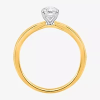 I / Si2) Womens CT. T.W. Lab Grown White Diamond 14K Gold Over Silver Oval Side Stone Engagement Ring