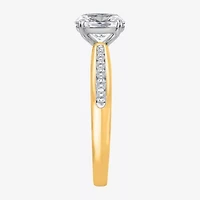 I / Si2) Womens CT. T.W. Lab Grown White Diamond 14K Gold Over Silver Oval Side Stone Engagement Ring
