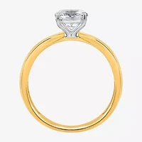 (I / Si2) Womens 2 CT. T.W. Lab Grown White Diamond 14K Gold Over Silver Oval Side Stone Engagement Ring