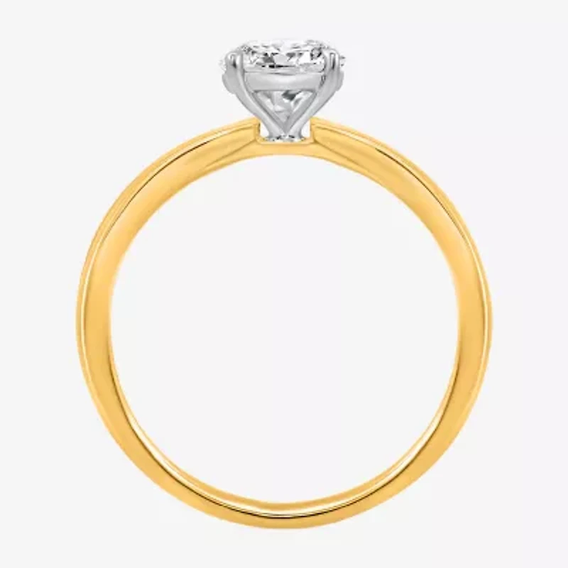 (I / Si2) Womens 1 CT. T.W. Lab Grown White Diamond Sterling Silver Round Side Stone Engagement Ring
