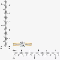 (I / Si2) Womens 1 CT. T.W. Lab Grown White Diamond Sterling Silver Round Side Stone Engagement Ring