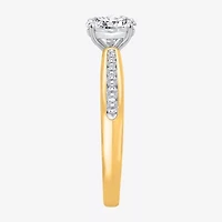 (I / Si2) Womens 1 CT. T.W. Lab Grown White Diamond Sterling Silver Round Side Stone Engagement Ring